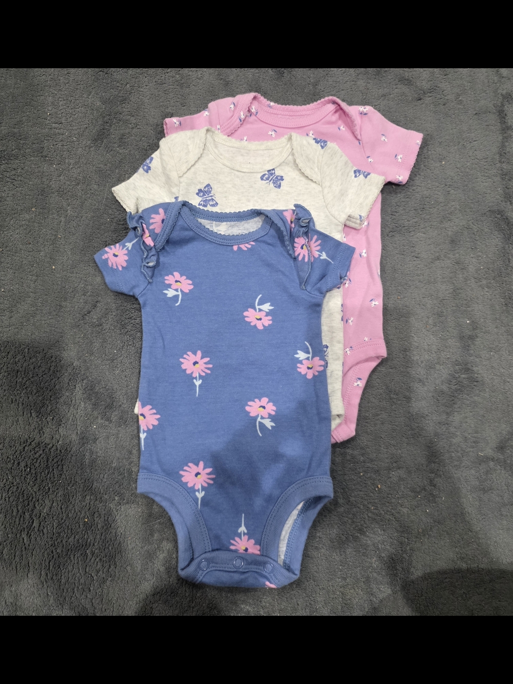 Carter's Baby Girls 3-Pack Floral and Butterfly One-Piece Bodysuits